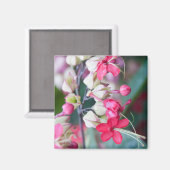 Aimant Fleurs tropicales roses et blanches rouges (Recto/Verso)