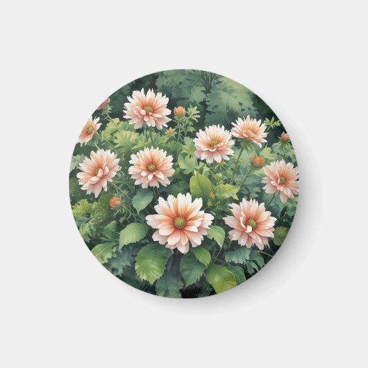 Aimant Fleurs Verdure Élégant Aquarelle (Devant)