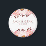 Aimant Fleurs vierges avec Mariage de noms personnalisés<br><div class="desc">Faites de votre événement mariage ou spécial un événement inoubliable avec cet aimant floral roux avec des noms et des dates personnalisables. Parfait comme une faveur de mariage, un cadeau de remise de date, un cadeau de douche nuptiale ou un souvenir d'anniversaire, cet élégant aimant ajoute une touche romantique et...</div>