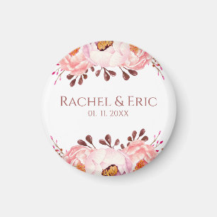 Aimant Fleurs vierges avec Mariage de noms personnalisés