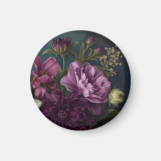 Aimant Fleurs Vintage Sombres (Devant)