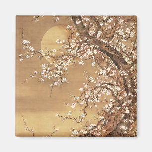 Aimant Fleurs vintages de prunes japonaises au clair de l