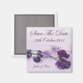 Aimant Fleurs violettes - Enregistrer La Date (Recto/Verso)