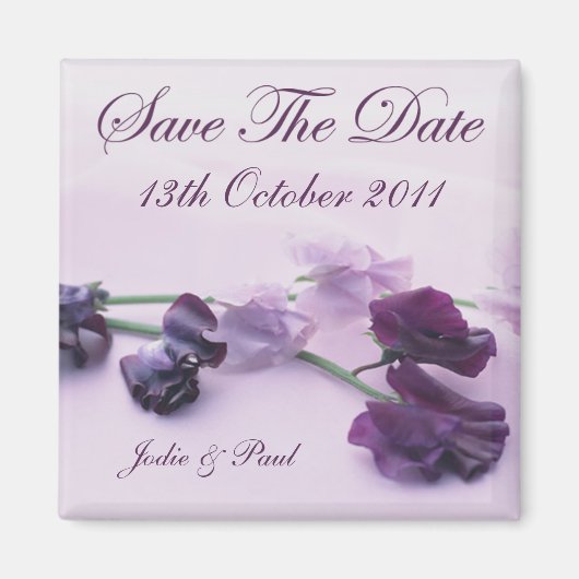 Aimant Fleurs violettes - Enregistrer La Date (Devant)