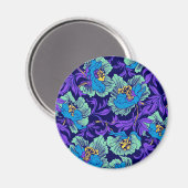 Aimant Fleurs violettes et bleues William Morris (Recto/Verso)