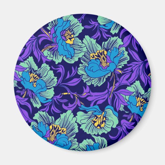 Aimant Fleurs violettes et bleues William Morris (Devant)