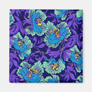 Aimant Fleurs violettes et bleues William Morris