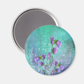 Aimant Fleurs violettes et notes musicales (Recto/Verso)