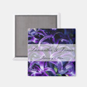 Aimant Fleurs violettes Mariage personnel (Recto/Verso)