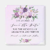 Aimant Fleurs violettes mariages enregistrer la date (Devant)