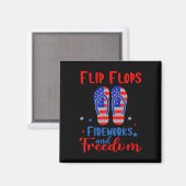 Aimant Flip Flops Fireworks Et Liberté Drapeau Américain (Recto/Verso)