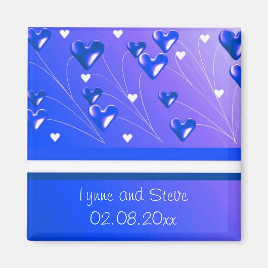 Aimant Floating Blue Hearts Enregistrer la date (Devant)