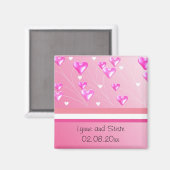 Aimant Floating Pink Hearts Enregistrer la date (Recto/Verso)