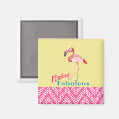 Aimant Flocking Fabulous Typography avec Flamant rose ros (Recto/Verso)