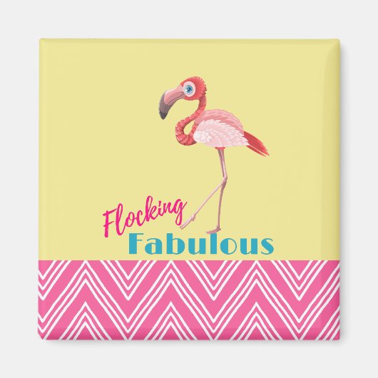 Aimant Flocking Fabulous Typography avec Flamant rose ros (Devant)