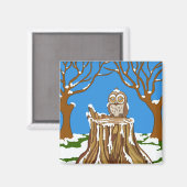 Aimant Flocon de neige au hibou (Recto/Verso)