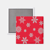 Aimant Flocon de neige blanc avec Noël Arrière - plan rou (Recto/Verso)