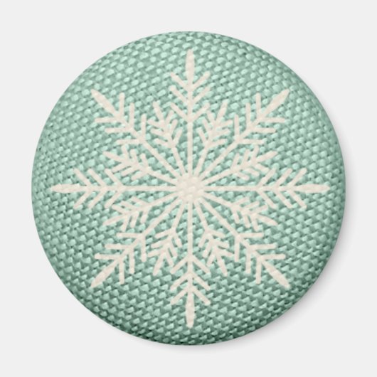 Aimant Flocon de neige broderie rustique look hiver vinta (Devant)