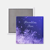 Aimant Flocon de neige mousseux violet mignon (Recto/Verso)