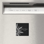 Aimant Flocon de neige noir et blanc Mariage hivernal (In Situ (Lave-vaisselle))