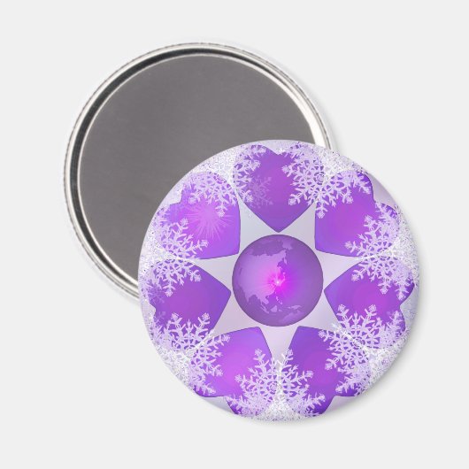 Aimant Flocon de neige pourpre (Recto/Verso)