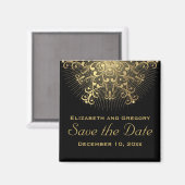 Aimant Flocon d'or Noir mariage d'hiver Enregistrer la da (Recto/Verso)