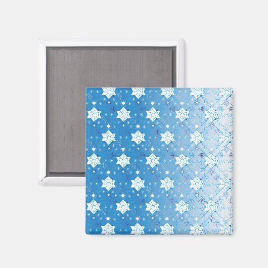 Aimant Flocons de neige bleus et blancs en motif (Recto/Verso)