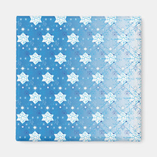 Aimant Flocons de neige bleus et blancs en motif