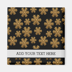 Aimant Flocons de neige dorés Hiver Joyeux Noël Xmas