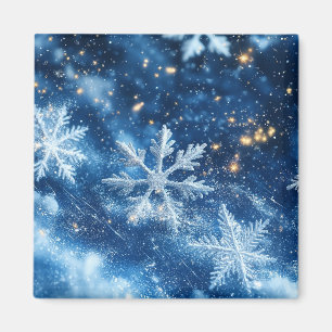 Aimant Flocons de neige scintillants de Noël d'hiver