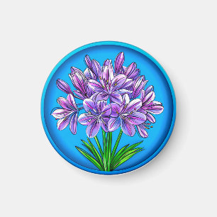 Aimant Floraison d'Agapanthus 🌸✨ Élégance Florale Bleue