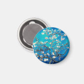 Aimant Floraison d'amandiers de Van Gogh turquoise clair (Recto/Verso)