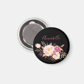 Aimant Floraison rose pâle - Noir (Recto/Verso)