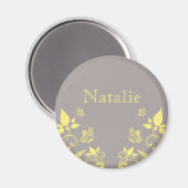 Aimant floral à papillon jaune (Recto/Verso)