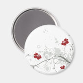 Aimant Floral Abstrait rouge (Recto/Verso)