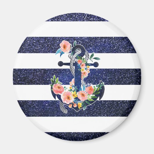 Aimant Floral anchor on striped background (Devant)