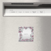 Aimant floral argent rose blanc (In Situ (Lave-vaisselle))