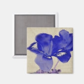 Aimant floral bleu d'art numérique (Recto/Verso)