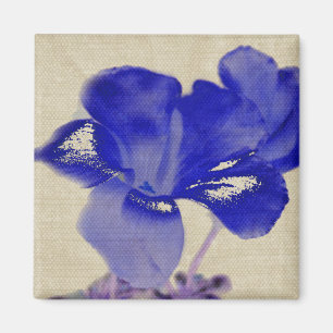 Aimant floral bleu d'art numérique