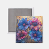 Aimant floral bleu et violet (Recto/Verso)