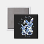 Aimant Floral Blue Coquette Bow Bunny Pâques Mère par (Recto/Verso)
