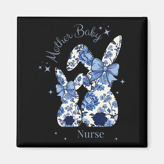 Aimant Floral Blue Coquette Bow Bunny Pâques Mère par (Devant)