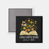 Aimant Floral Book A New Chapter Begins Retired Retiremen (Recto/Verso)