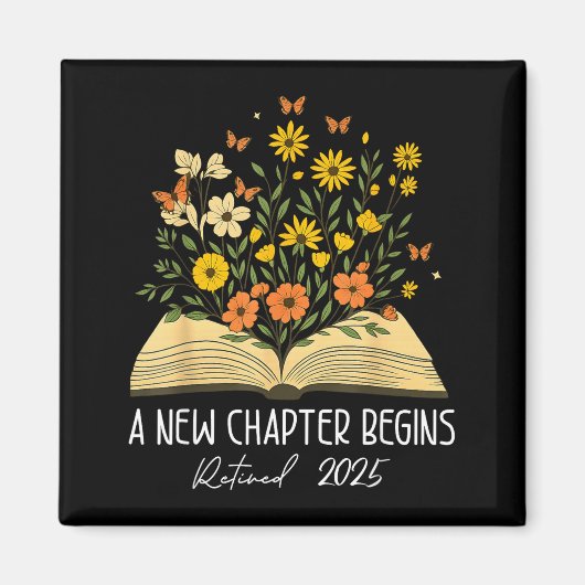 Aimant Floral Book A New Chapter Begins Retired Retiremen (Devant)