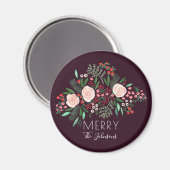 Aimant Floral Bourgogne Noël Rouge (Recto/Verso)