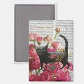 Aimant Floral Cat Collage Wall Art Surreal Decor (Recto/Verso)