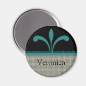 Aimant floral chic, Turquoise (Recto/Verso)