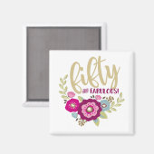 Aimant Floral Cinquante Fabuleux 50e anniversaire Pink Go (Recto/Verso)