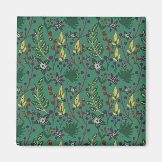 Aimant Floral continu fleurs motif vert arrière - plan (Devant)