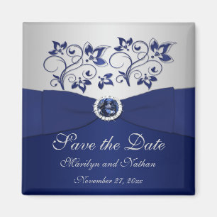 Aimant floral de faveur de mariage de marine et